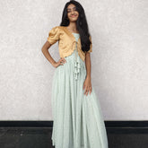 Foil Printed Polki dot Golden Long frock